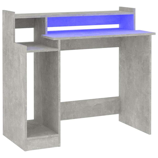 Desk with LED Lights Concrete grey 97x45x90 cm Engineered Wood Desk with LED Lights Concrete grey 97x45x90 cm Engineered Wood