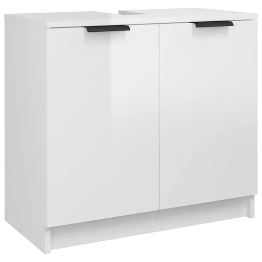 Bathroom Cabinet High Gloss White 64.5x33.5x59cm Engineered Wood Bathroom Cabinet High Gloss White 64.5x33.5x59cm Engineered Wood
