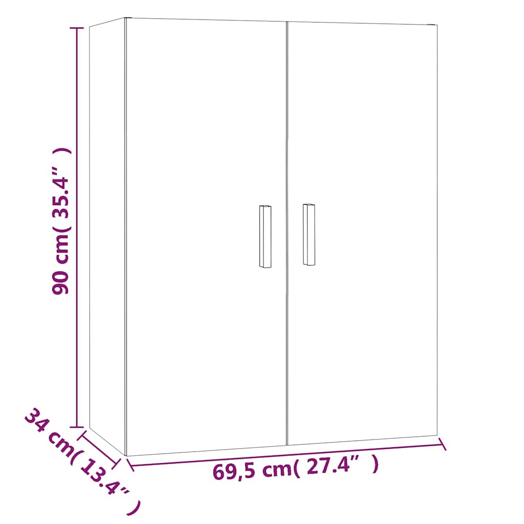 Hanging Wall Cabinet Sonoma Oak 69,5x34x90 cm