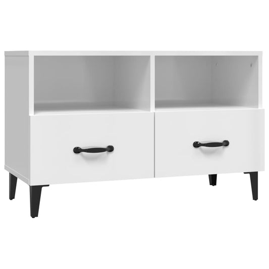 TV Cabinet High Gloss White 80x36x50 cm Engineered Wood TV Cabinet High Gloss White 80x36x50 cm Engineered Wood