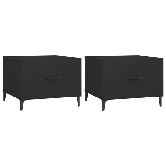 Coffee Table with Metal Legs 2 pcs Black 50x50x40 cm Coffee Table with Metal Legs 2 pcs Black 50x50x40 cm