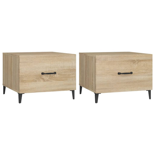 Coffee Table with Metal Legs 2 pcs Sonoma Oak 50x50x40 cm Coffee Table with Metal Legs 2 pcs Sonoma Oak 50x50x40 cm