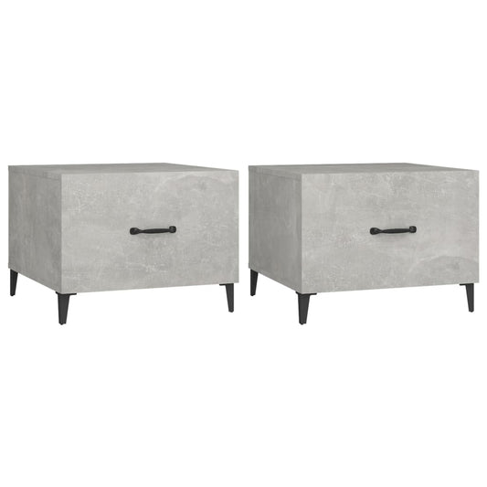 Coffee Table with Metal Legs 2 pcs Concrete Grey 50x50x40 cm Coffee Table with Metal Legs 2 pcs Concrete Grey 50x50x40 cm