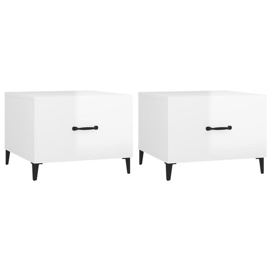 Coffee Tables with Metal Legs 2 pcs High Gloss White 50x50x40 cm Coffee Tables with Metal Legs 2 pcs High Gloss White 50x50x40 cm
