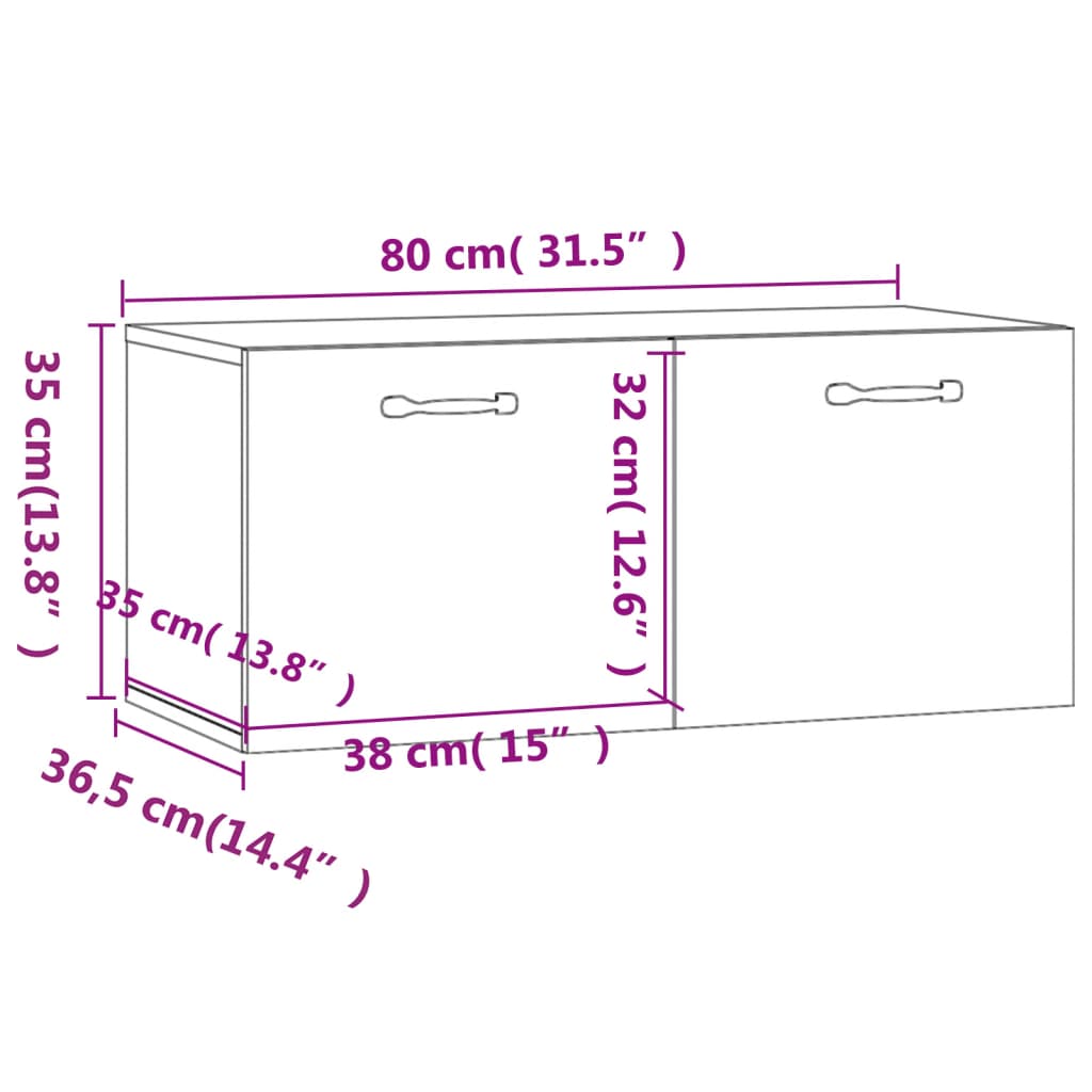 Wall Cabinet White 80x36.5x35 cm Engineered Wood