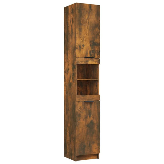 Bathroom Cabinet Smoked Oak 32x34x188.5 cm Engineered Wood Bathroom Cabinet Smoked Oak 32x34x188.5 cm Engineered Wood
