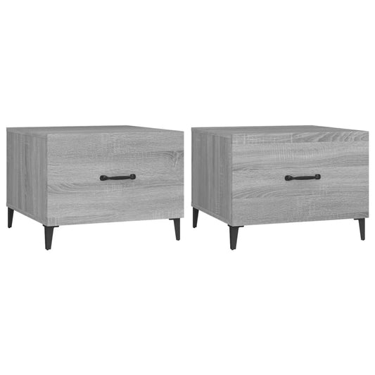Coffee Tables with Metal Legs 2 pcs Grey Sonoma 50x50x40 cm Coffee Tables with Metal Legs 2 pcs Grey Sonoma 50x50x40 cm