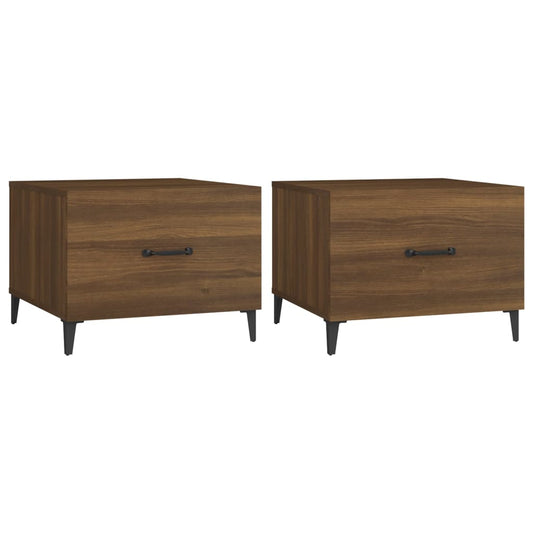 Coffee Tables with Metal Legs 2 pcs Brown Oak 50x50x40 cm Coffee Tables with Metal Legs 2 pcs Brown Oak 50x50x40 cm