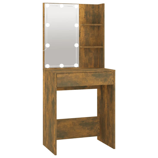 Dressing Table with LED Smoked Oak 60x40x140 cm Dressing Table with LED Smoked Oak 60x40x140 cm