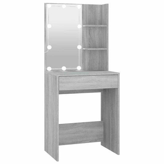 Dressing Table with LED Grey Sonoma 60x40x140 cm Dressing Table with LED Grey Sonoma 60x40x140 cm