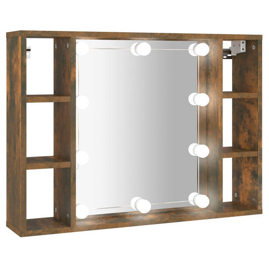 Mirror Cabinet with LED Smoked Oak 76x15x55 cm Mirror Cabinet with LED Smoked Oak 76x15x55 cm