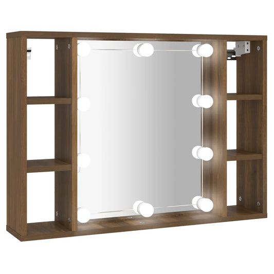 Mirror Cabinet with LED Brown Oak 76x15x55 cm Mirror Cabinet with LED Brown Oak 76x15x55 cm