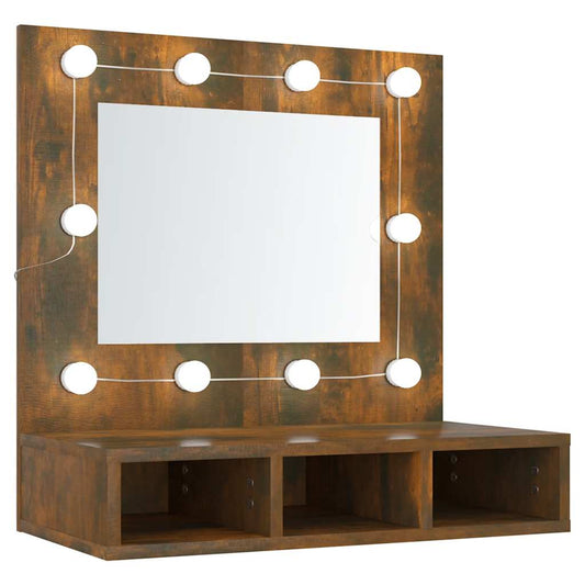 Mirror Cabinet with LED Smoked Oak 60x31.5x62 cm Mirror Cabinet with LED Smoked Oak 60x31.5x62 cm