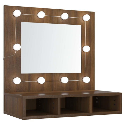 Mirror Cabinet with LED Brown Oak 60x31.5x62 cm Mirror Cabinet with LED Brown Oak 60x31.5x62 cm