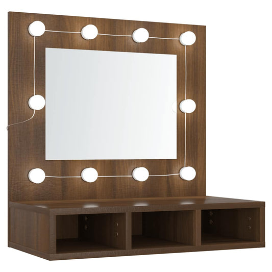 Mirror Cabinet with LED Brown Oak 60x31.5x62 cm Mirror Cabinet with LED Brown Oak 60x31.5x62 cm