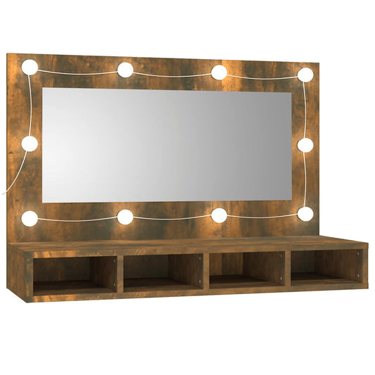 Mirror Cabinet with LED Smoked Oak 90x31.5x62 cm Mirror Cabinet with LED Smoked Oak 90x31.5x62 cm