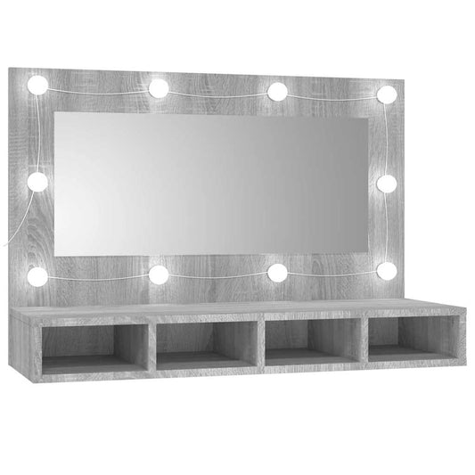 Mirror Cabinet with LED Grey Sonoma 90x31.5x62 cm Mirror Cabinet with LED Grey Sonoma 90x31.5x62 cm