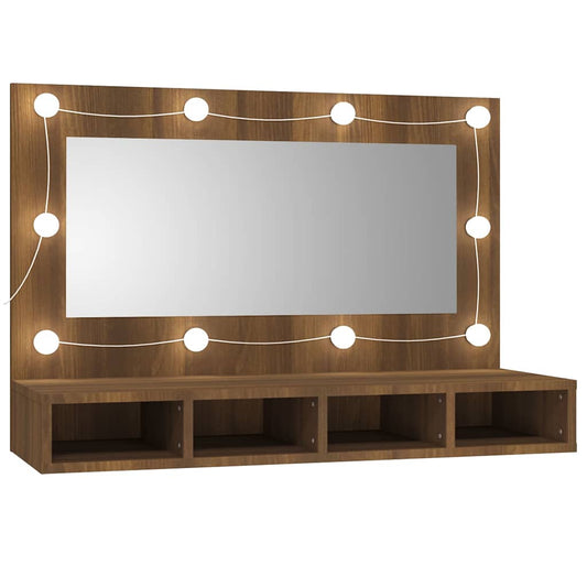 Mirror Cabinet with LED Brown Oak 90x31.5x62 cm Mirror Cabinet with LED Brown Oak 90x31.5x62 cm