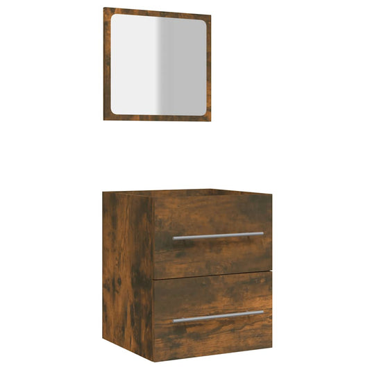 Bathroom Cabinet with Mirror Smoked Oak 41x38.5x48 cm Engineered Wood Bathroom Cabinet with Mirror Smoked Oak 41x38.5x48 cm Engineered Wood