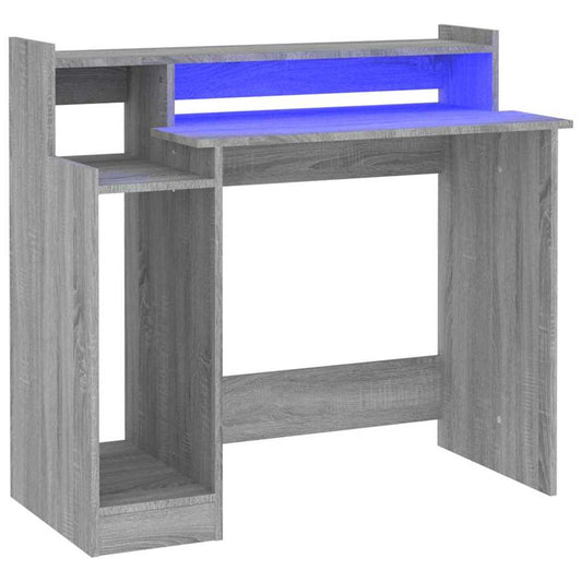Desk with LED Lights Grey Sonoma 97x45x90 cm Engineered Wood Desk with LED Lights Grey Sonoma 97x45x90 cm Engineered Wood