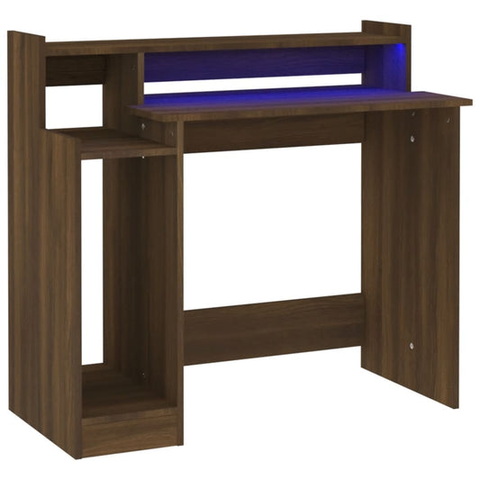 Desk with LED Lights Brown Oak 97x45x90 cm Engineered Wood Desk with LED Lights Brown Oak 97x45x90 cm Engineered Wood