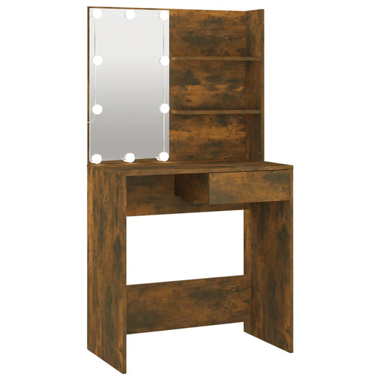 Dressing Table with LED Smoked Oak 74.5x40x141 cm Dressing Table with LED Smoked Oak 74.5x40x141 cm