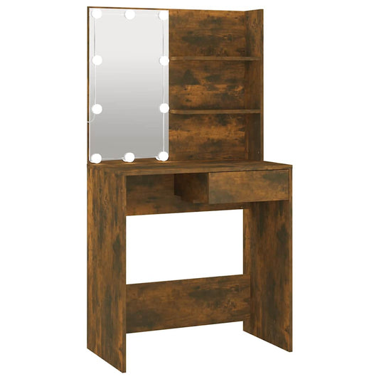 Dressing Table with LED Smoked Oak 74,5x40x141 cm Dressing Table with LED Smoked Oak 74,5x40x141 cm