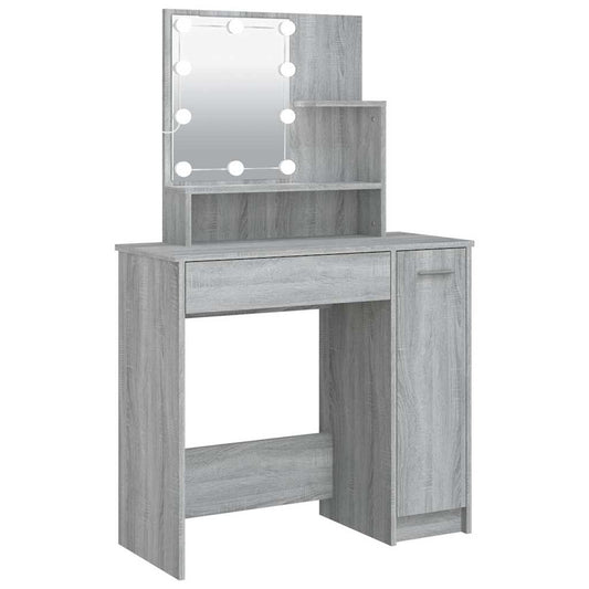 Dressing Table with LED Grey Sonoma 86,5x35x136 cm Dressing Table with LED Grey Sonoma 86,5x35x136 cm