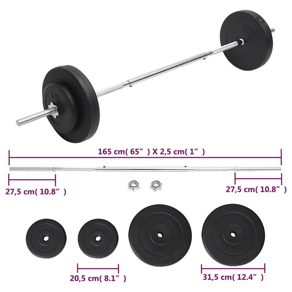 93585 vidaXL Barbell with Plates Set 30 kg