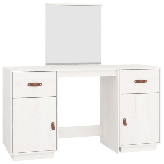 Dressing Table Set with a Mirror White Solid Wood Pine Dressing Table Set with a Mirror White Solid Wood Pine