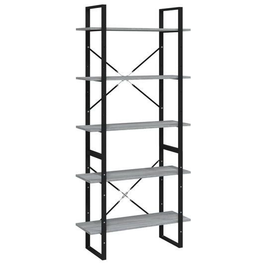 5-Tier Book Cabinet Grey Sonoma 80x30x175 cm Engineered Wood 5-Tier Book Cabinet Grey Sonoma 80x30x175 cm Engineered Wood