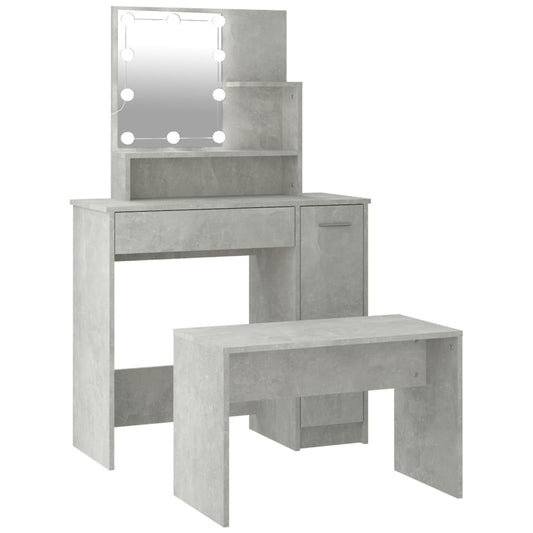 Dressing Table Set with LED Concrete Grey Engineered Wood Dressing Table Set with LED Concrete Grey Engineered Wood