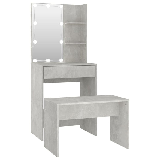 Dressing Table Set with LED Concrete Grey Engineered Wood Dressing Table Set with LED Concrete Grey Engineered Wood