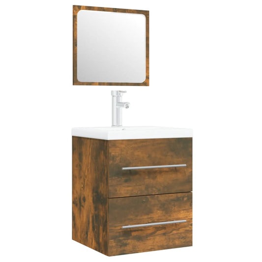Sink Cabinet with Built-in Basin Smoked Oak Engineered Wood Sink Cabinet with Built-in Basin Smoked Oak Engineered Wood
