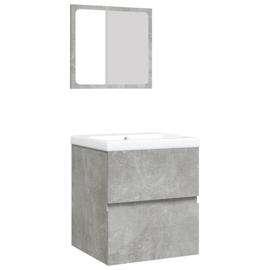 Bathroom Sink Cabinet with Basin and Mirror Concrete Grey Bathroom Sink Cabinet with Basin and Mirror Concrete Grey
