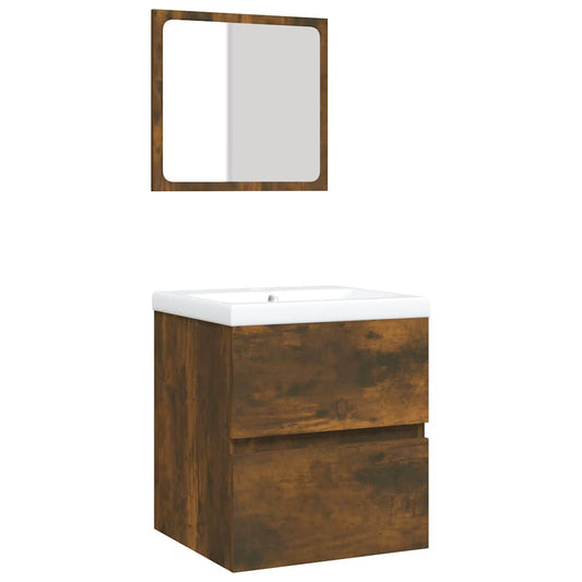 Bathroom Sink Cabinet with Basin and Mirror Smoked Oak Bathroom Sink Cabinet with Basin and Mirror Smoked Oak
