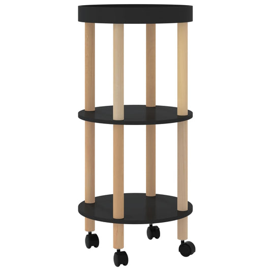 3-tier Trolley Black 38x38x82cm Engineered Wood&Solid Wood Pine 3-tier Trolley Black 38x38x82cm Engineered Wood&Solid Wood Pine