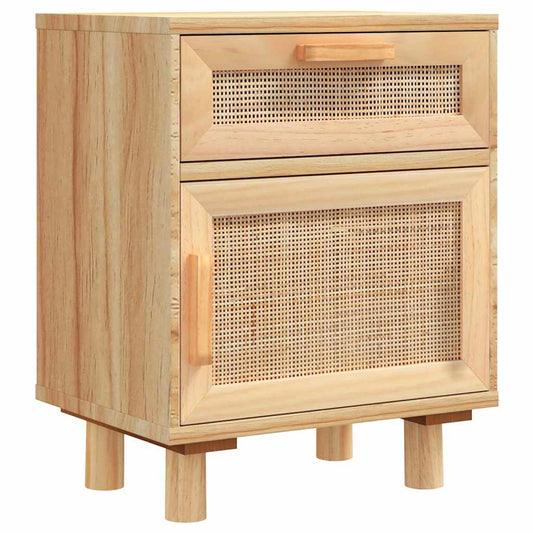 Bedside Cabinet Brown Solid Wood Pine and Natural Rattan Bedside Cabinet Brown Solid Wood Pine and Natural Rattan