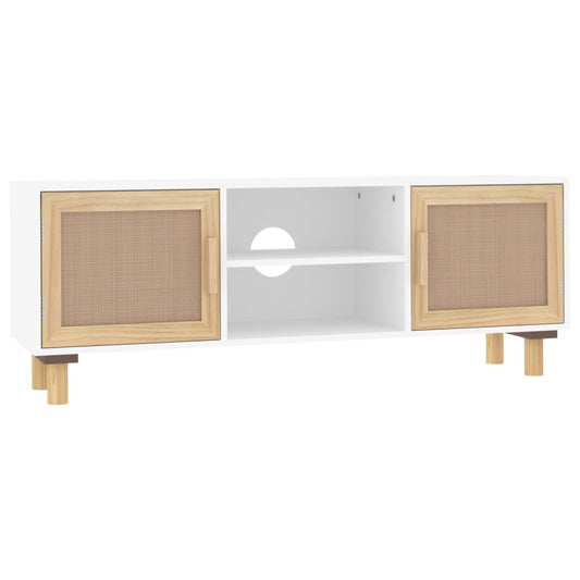 TV Cabinet White 105x30x40 cm Solid Wood Pine&Natural Rattan TV Cabinet White 105x30x40 cm Solid Wood Pine&Natural Rattan