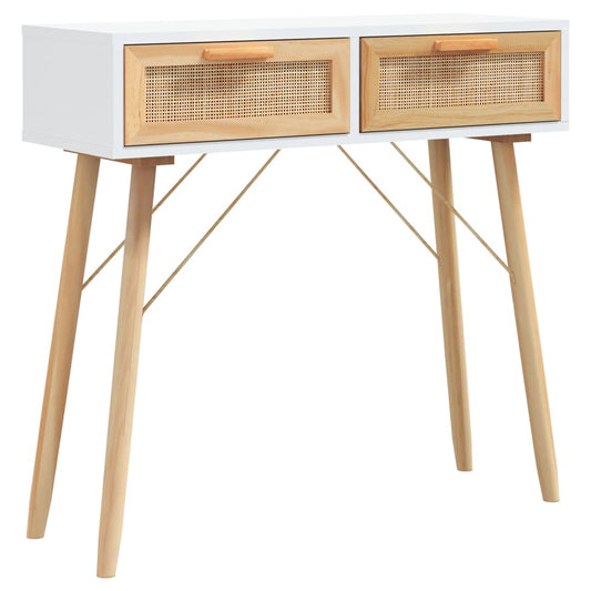 Console Table White 80x30x75 cm Solid Wood Pine&Natural Rattan Console Table White 80x30x75 cm Solid Wood Pine&Natural Rattan
