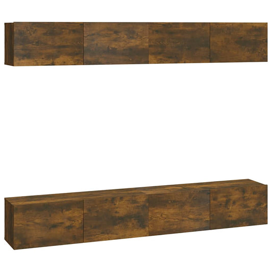 4 Piece Wall-mounted TV Cabinet Set Smoked Oak 100x30x30 cm 4 Piece Wall-mounted TV Cabinet Set Smoked Oak 100x30x30 cm