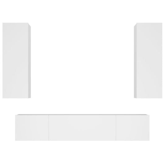 4 Piece TV Cabinet Set White Engineered Wood 4 Piece TV Cabinet Set White Engineered Wood