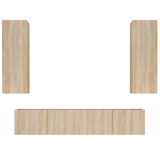 4 Piece TV Cabinet Set Sonoma Oak Engineered Wood 4 Piece TV Cabinet Set Sonoma Oak Engineered Wood
