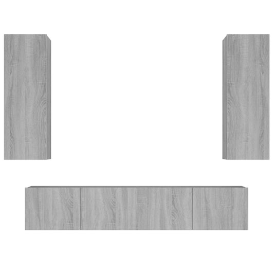 4 Piece TV Cabinet Set Grey Sonoma Engineered Wood 4 Piece TV Cabinet Set Grey Sonoma Engineered Wood
