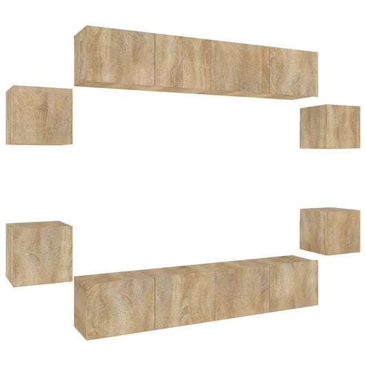8 Piece TV Cabinet Set Sonoma Oak Engineered Wood 8 Piece TV Cabinet Set Sonoma Oak Engineered Wood
