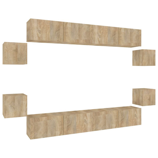 8 Piece TV Cabinet Set Sonoma Oak Engineered Wood 8 Piece TV Cabinet Set Sonoma Oak Engineered Wood