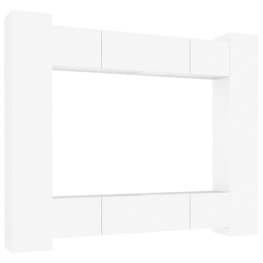 8 Piece TV Cabinet Set White Engineered Wood 8 Piece TV Cabinet Set White Engineered Wood