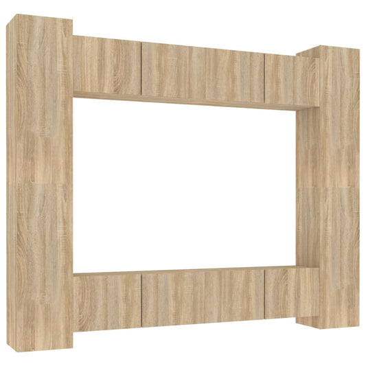 8 Piece TV Cabinet Set Sonoma Oak Engineered Wood 8 Piece TV Cabinet Set Sonoma Oak Engineered Wood