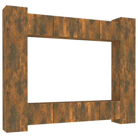 8 Piece TV Cabinet Set Smoked Oak Engineered Wood 8 Piece TV Cabinet Set Smoked Oak Engineered Wood