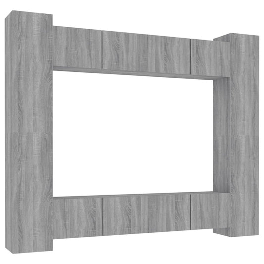 8 Piece TV Cabinet Set Grey Sonoma Engineered Wood 8 Piece TV Cabinet Set Grey Sonoma Engineered Wood